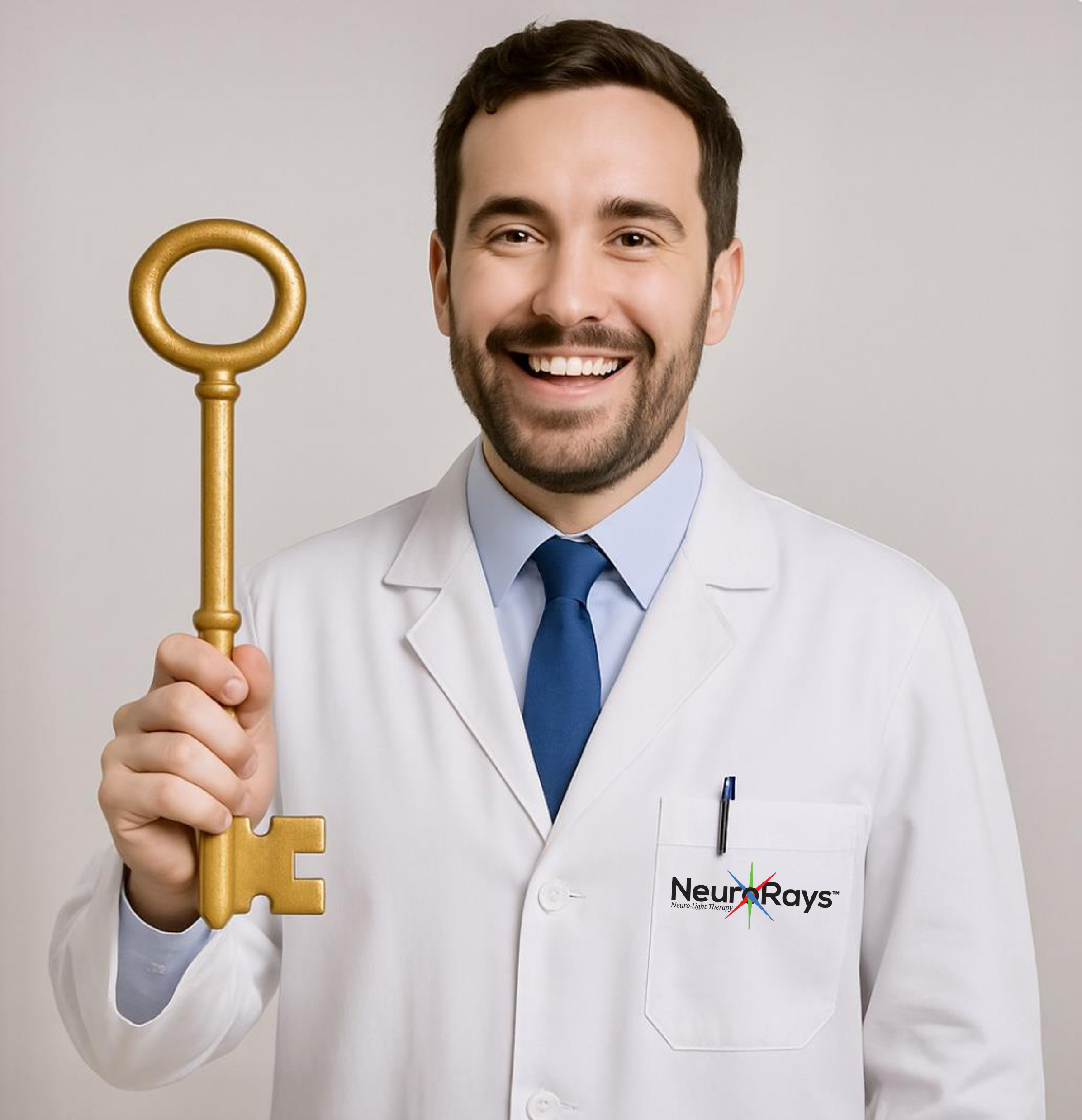 doctor holding a large key
